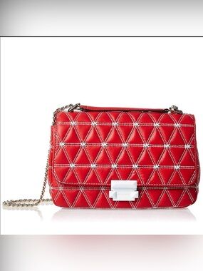 Michael Kors Red Quilted Crossbody with Chain Strap
